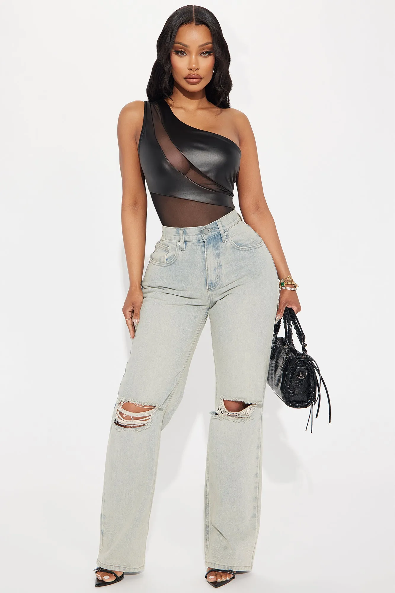 On Your Mind One Shoulder Bodysuit - Black sold by Fashion Nova product image thumbnail 2