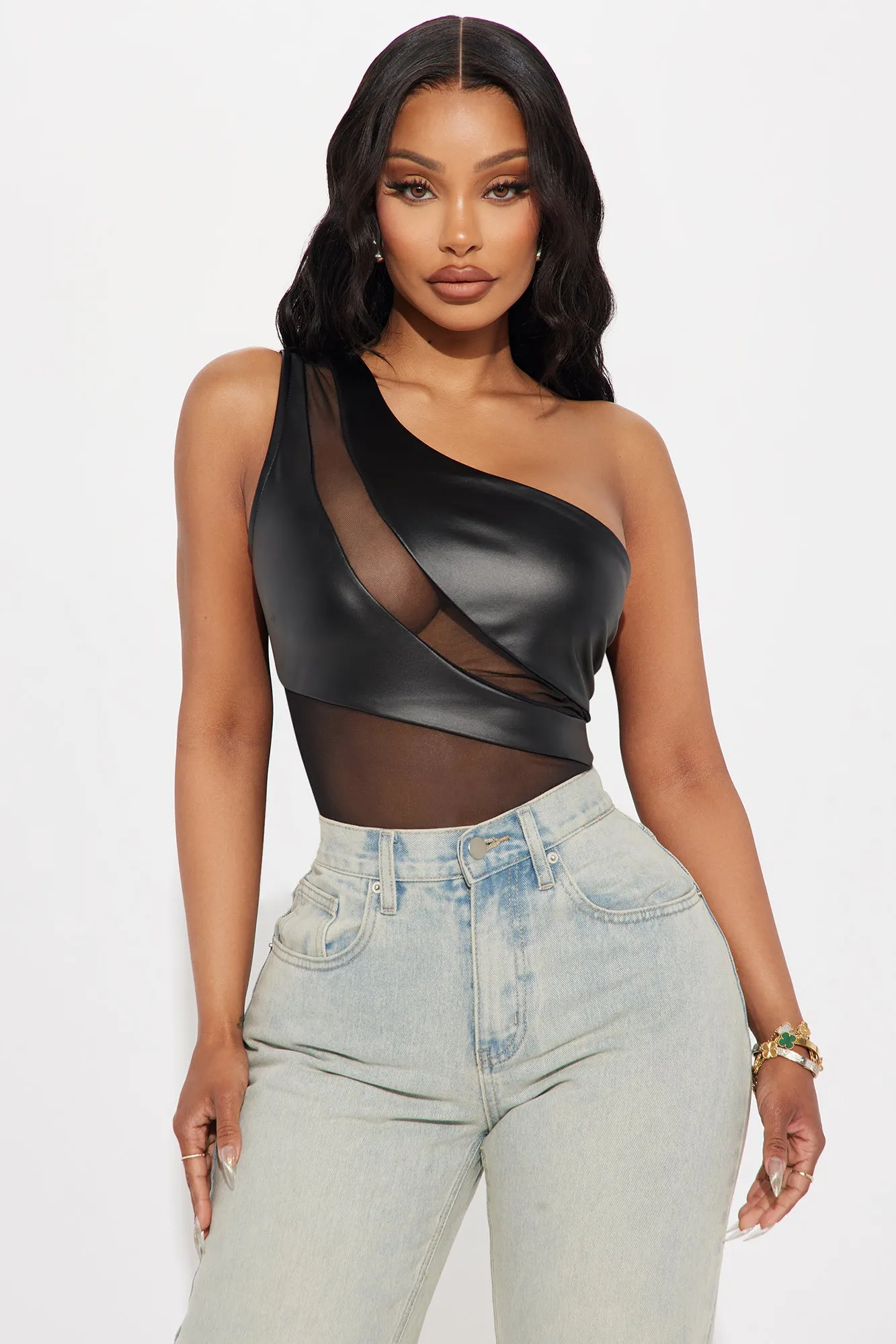 On Your Mind One Shoulder Bodysuit - Black sold by Fashion Nova product image thumbnail 3