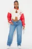 Mon Cheri Cropped Varsity Jacket - Taupe/combo sold by Fashion Nova
