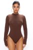 Melanie Mock Neck Bodysuit - Chocolate sold by Fashion Nova