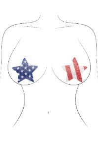Stars And Stripes Glitter Nipple Cover Pasties - Blue/combo sold by Fashion Nova