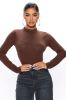 Melanie Mock Neck Bodysuit - Chocolate sold by Fashion Nova