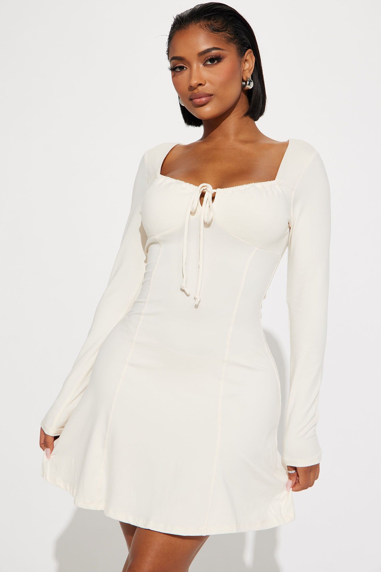 Sofia Skater Mini Dress - Cream sold by Fashion Nova