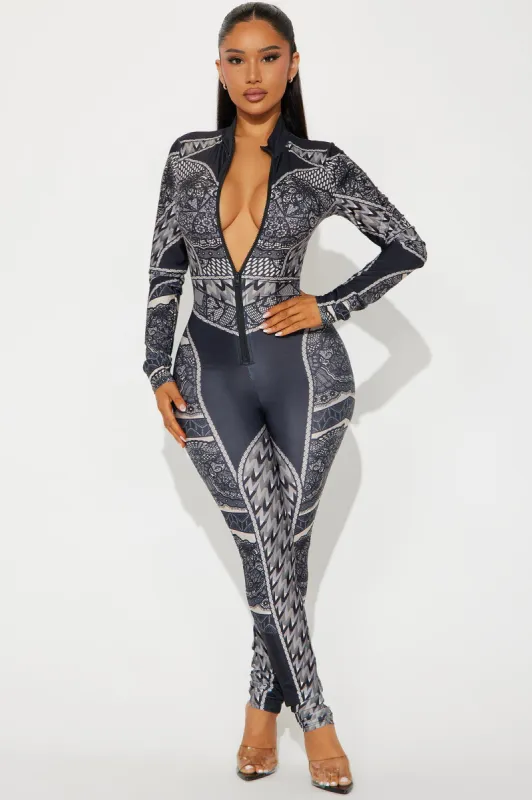 Halle Jumpsuit - Black/combo sold by Fashion Nova