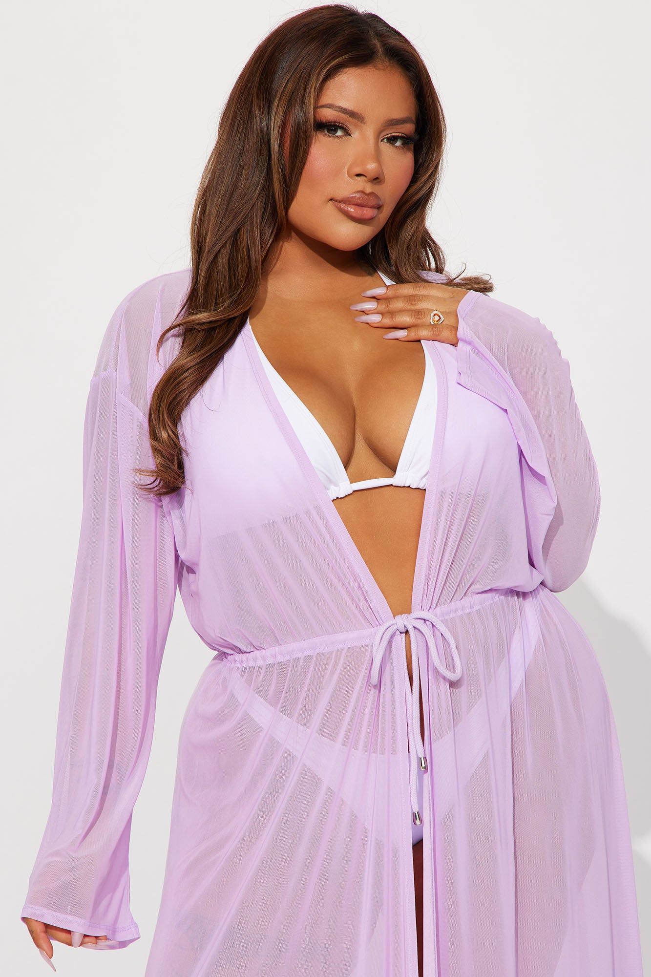 Sunbathing On Yachts Cover Up Kimono - Lavender sold by Fashion Nova product image thumbnail 5
