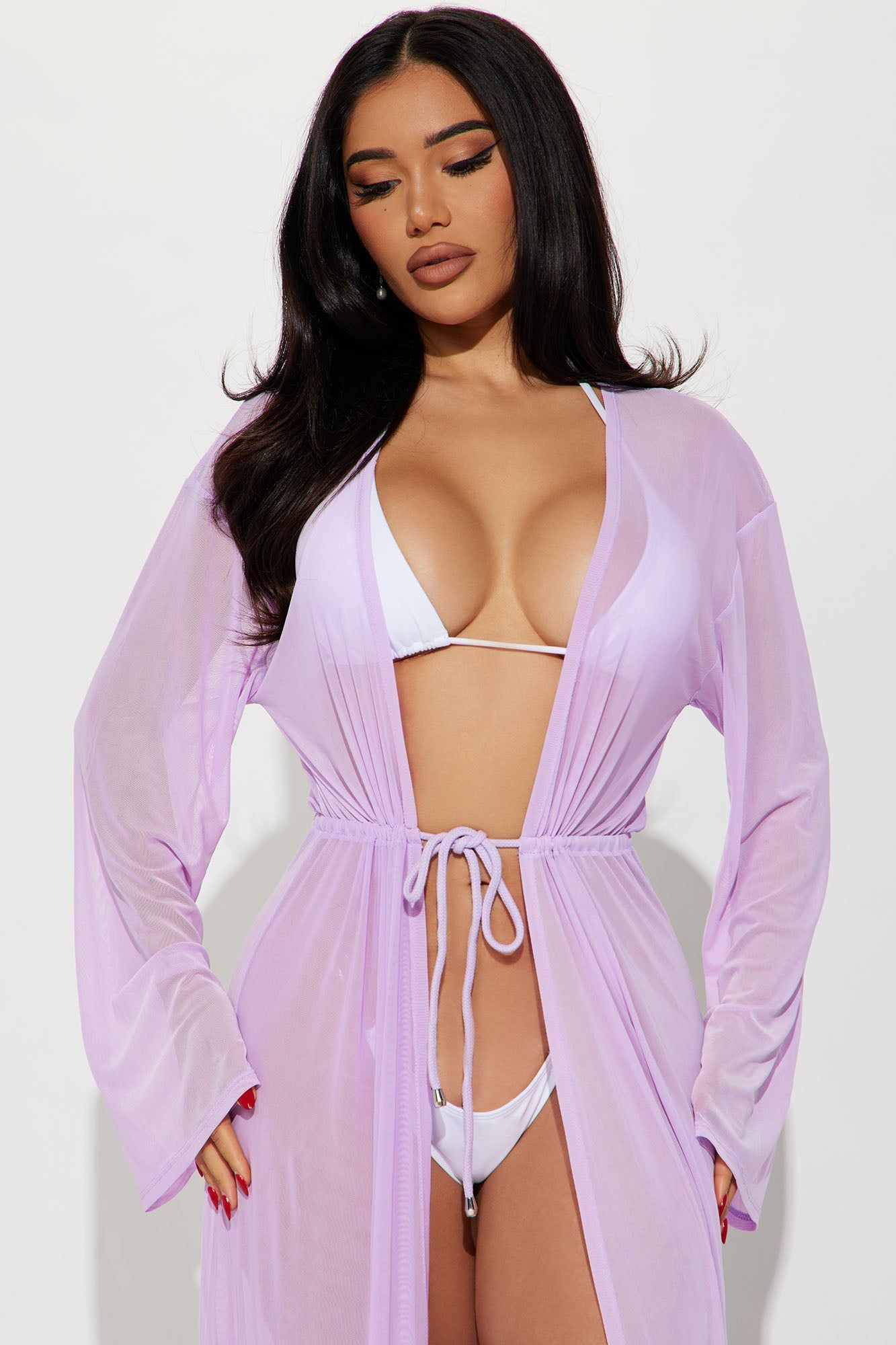 Sunbathing On Yachts Cover Up Kimono - Lavender sold by Fashion Nova product image thumbnail 2