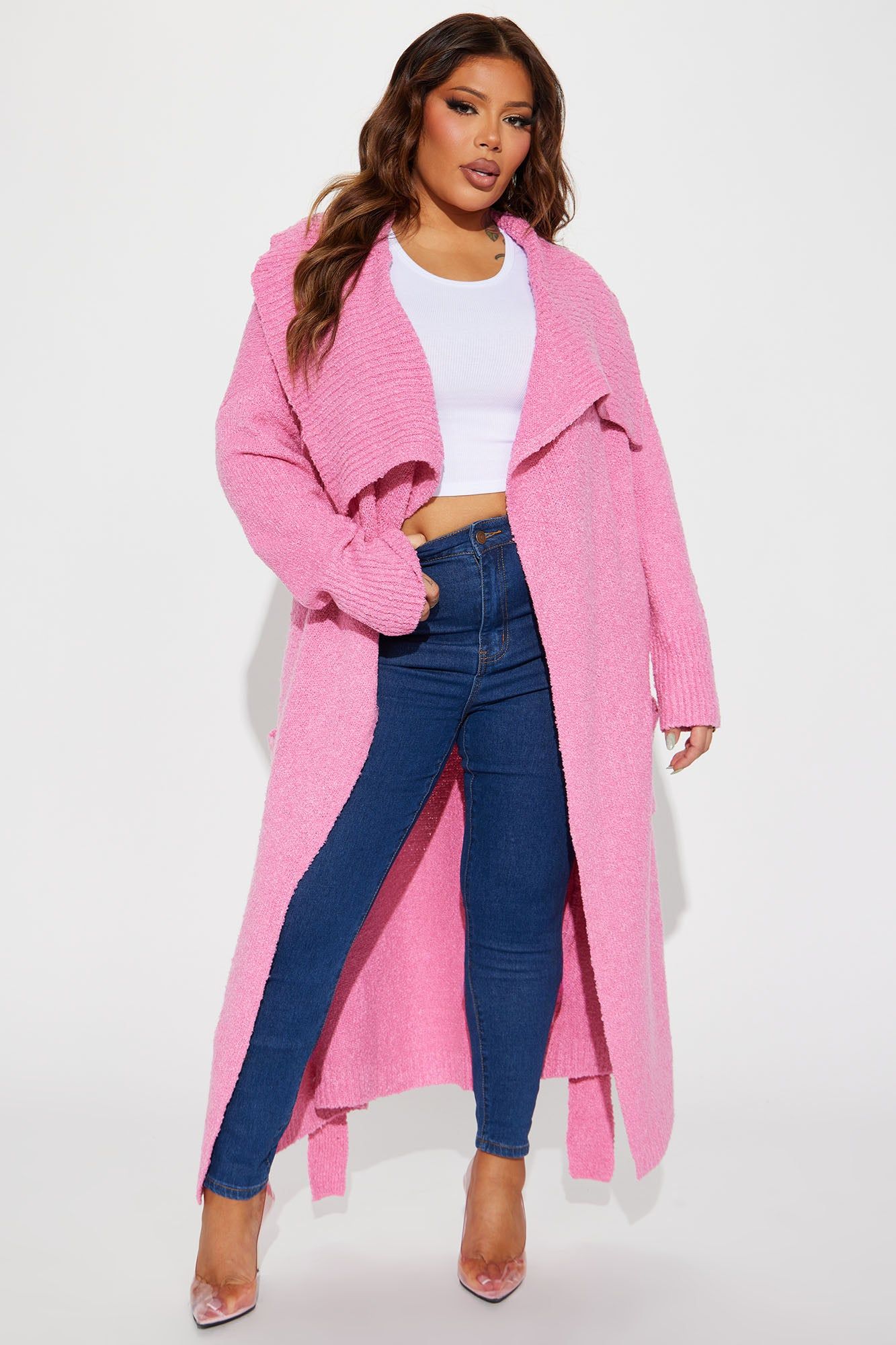 Coziest Feeling Cardigan - Pink sold by Fashion Nova