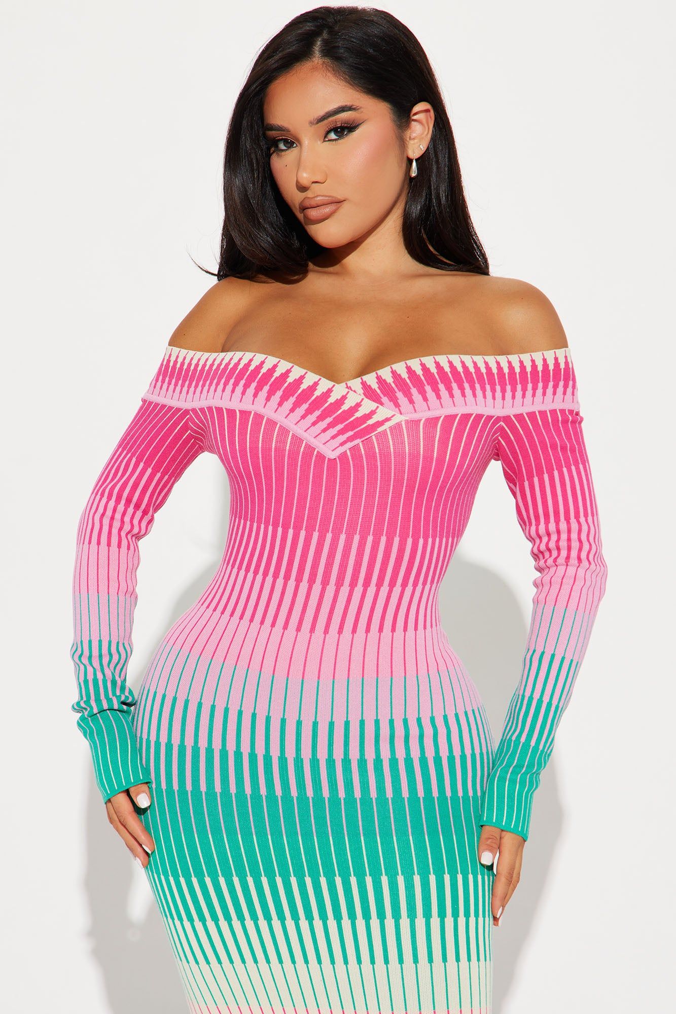 Ayla Sweater Midi Dress - Pink/combo sold by Fashion Nova product image thumbnail 2