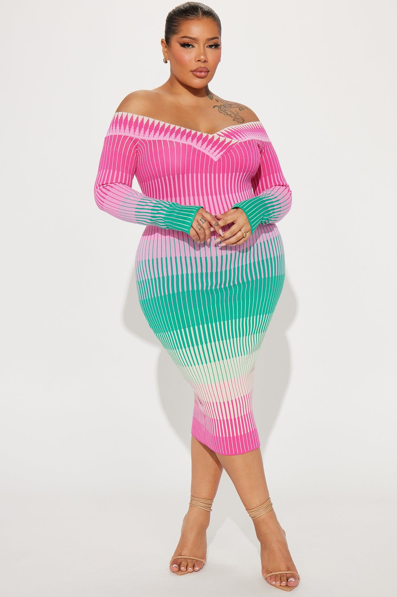 Ayla Sweater Midi Dress - Pink/combo sold by Fashion Nova product image thumbnail 4