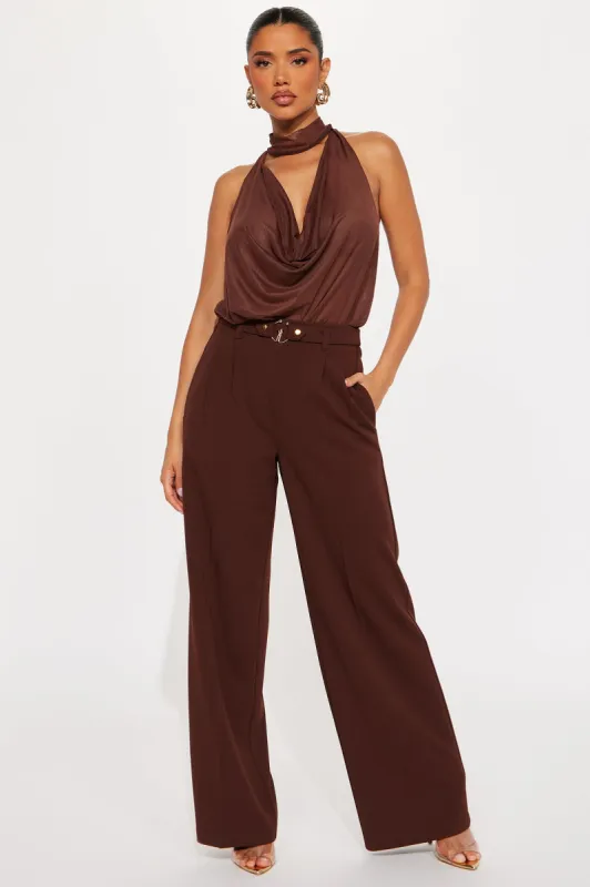 Say No More Wide Leg Trouser - Chocolate sold by Fashion Nova
