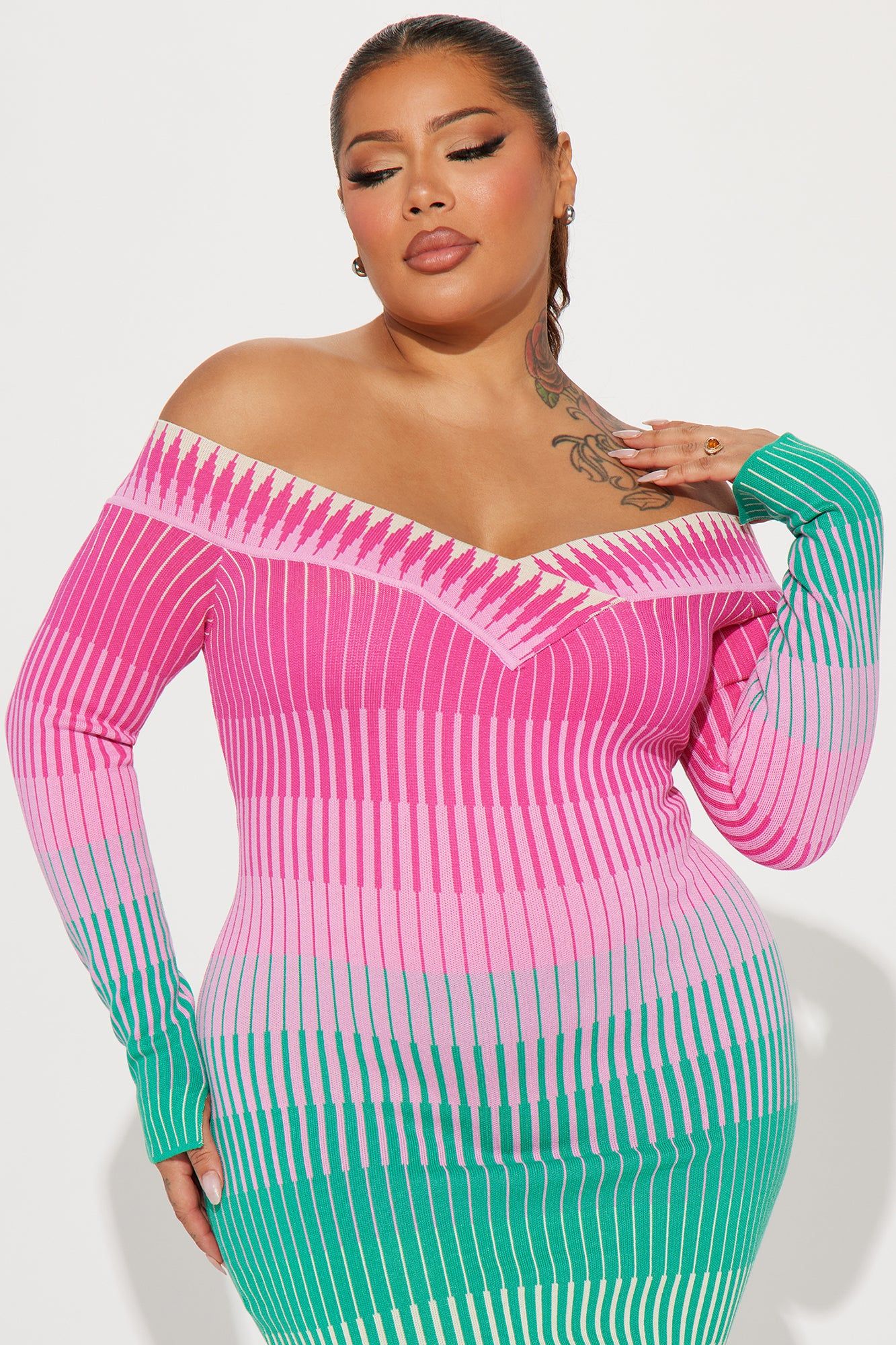 Ayla Sweater Midi Dress - Pink/combo sold by Fashion Nova product image thumbnail 5