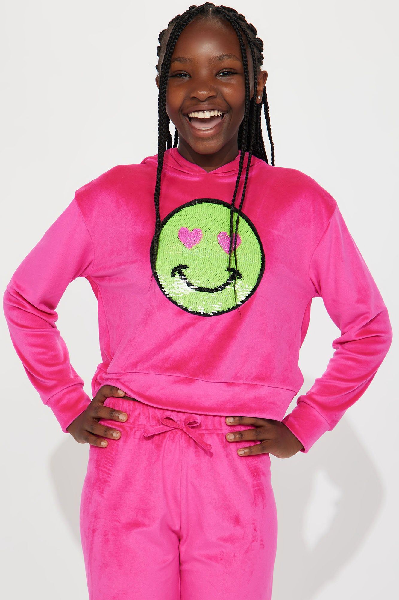 Mini Smiley Velour Jogger Set - Pink sold by Fashion Nova product image thumbnail 2