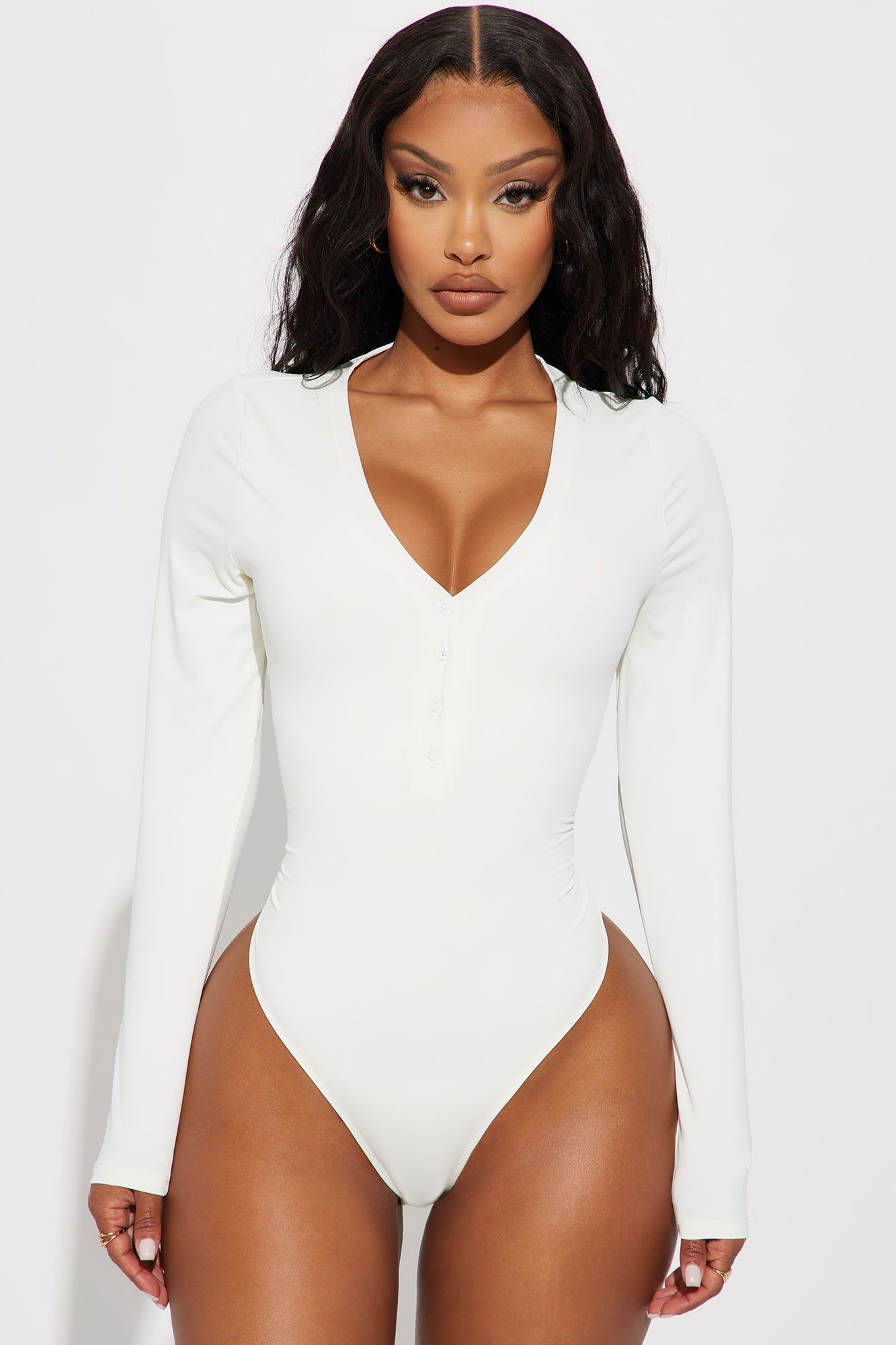 Katerine Double Layered Bodysuit - Off White sold by Fashion Nova
