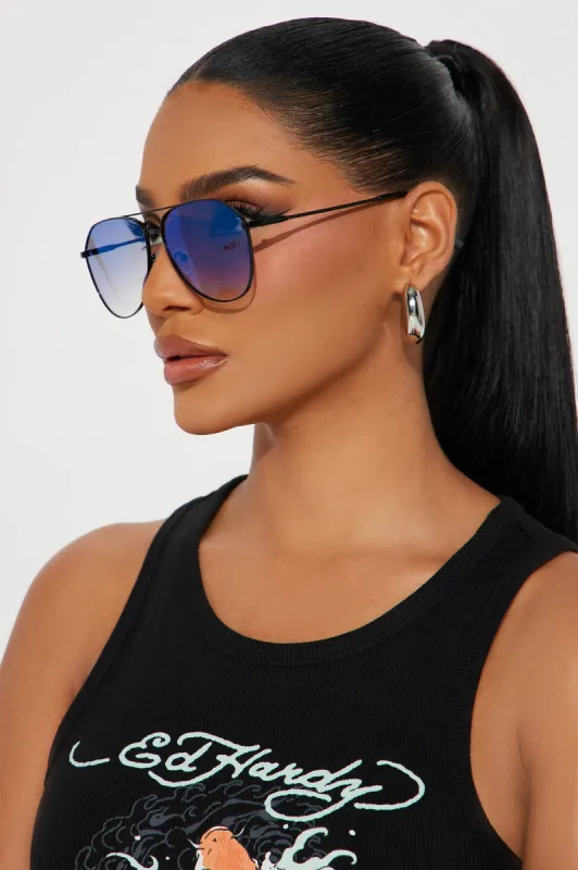 The Wright Flyer Sunglasses - Blue sold by Fashion Nova