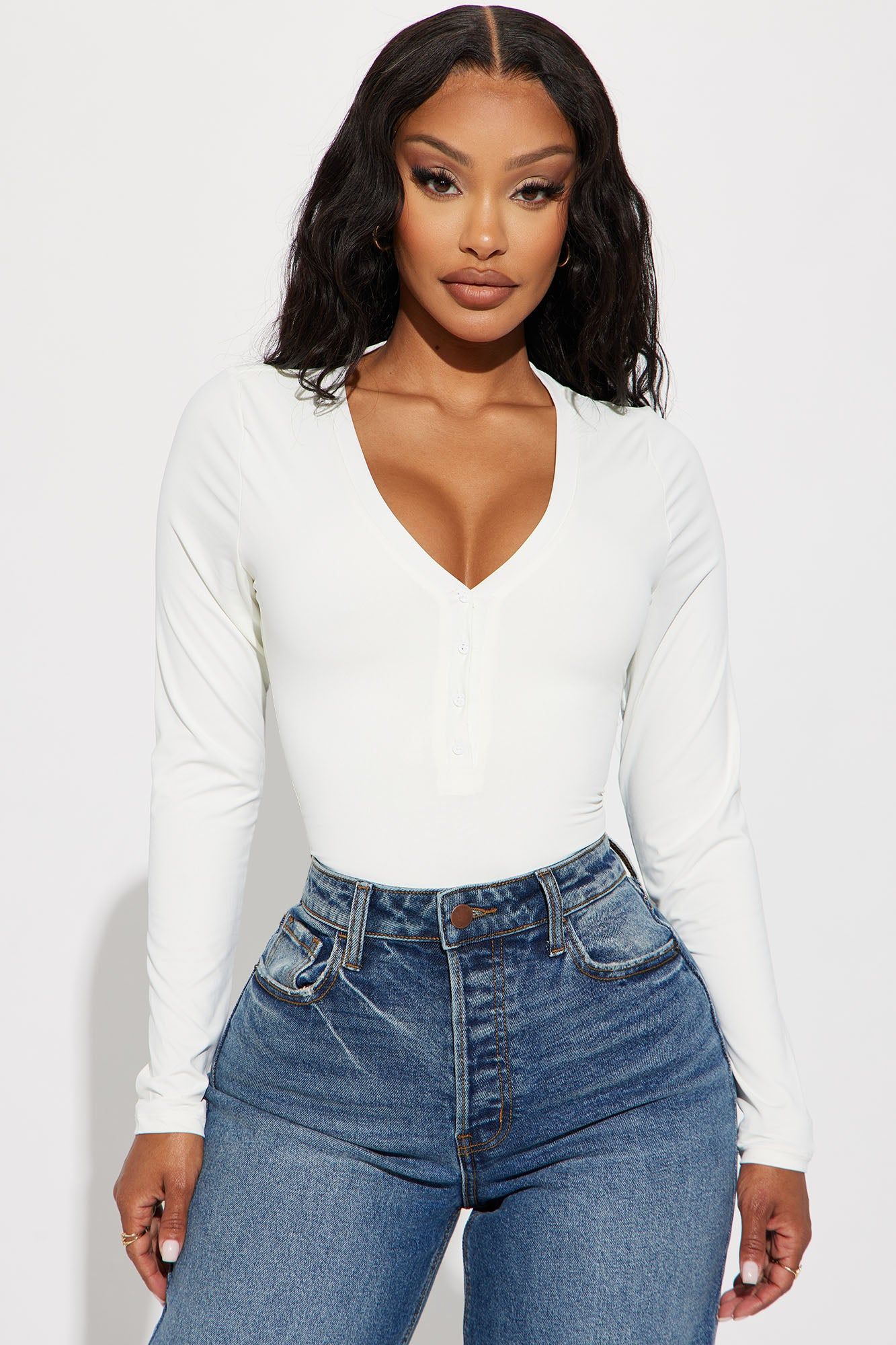 Katerine Double Layered Bodysuit - Off White sold by Fashion Nova product image thumbnail 2