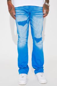 Eye Catching Stacked Skinny Flare Jeans - Blue sold by Fashion Nova