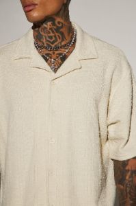 Jordan Textured Button Up Shirt - Off White sold by Fashion Nova