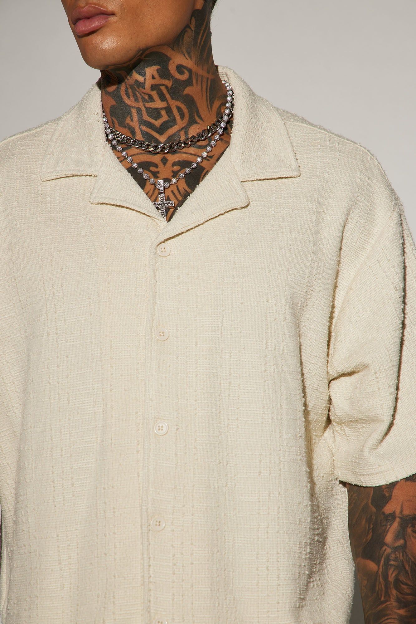 Jordan Textured Button Up Shirt - Off White sold by Fashion Nova product image thumbnail 6