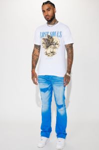 Eye Catching Stacked Skinny Flare Jeans - Blue sold by Fashion Nova