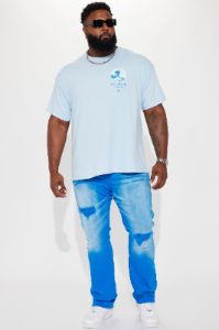 Eye Catching Stacked Skinny Flare Jeans - Blue sold by Fashion Nova