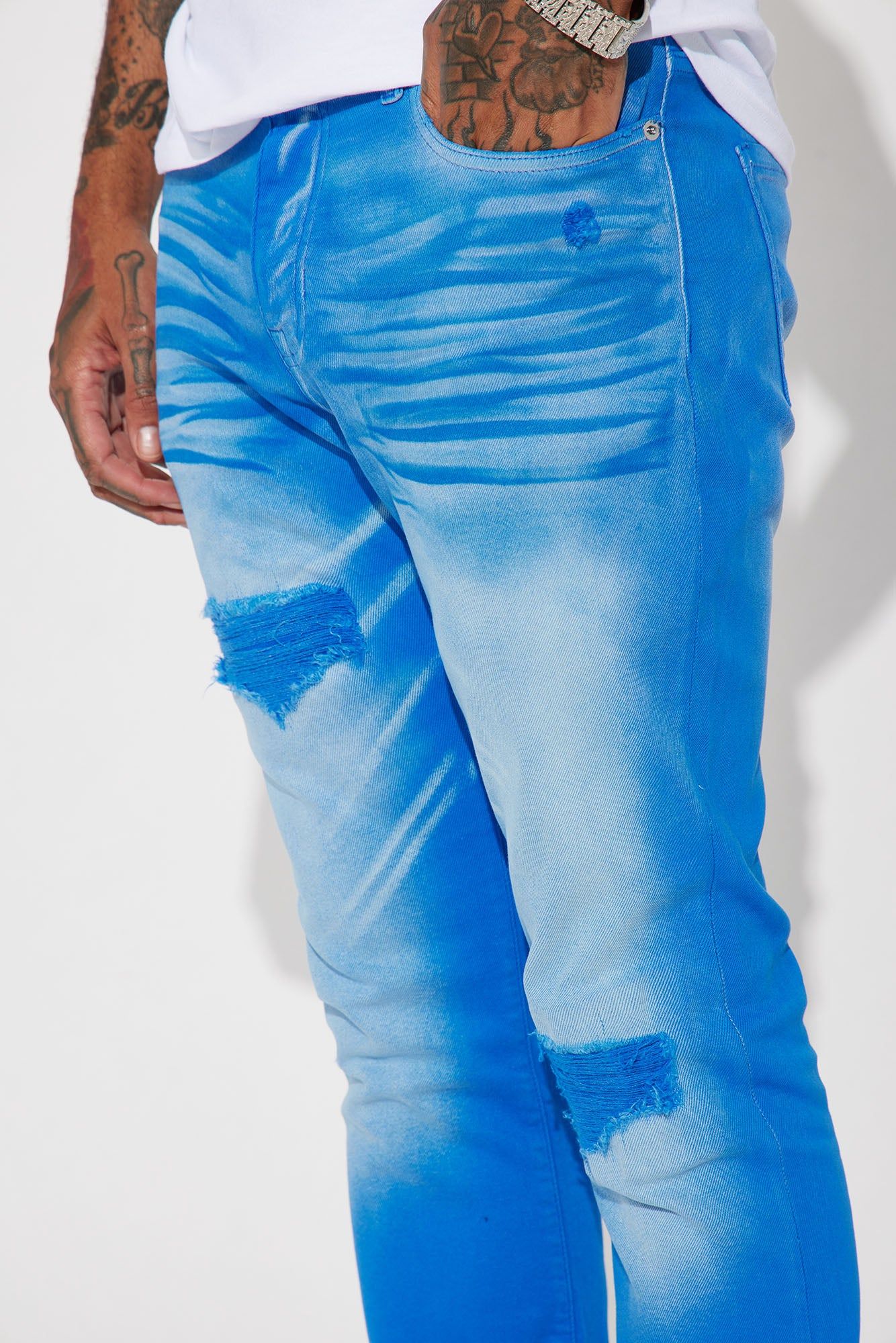 Eye Catching Stacked Skinny Flare Jeans - Blue sold by Fashion Nova product image thumbnail 4