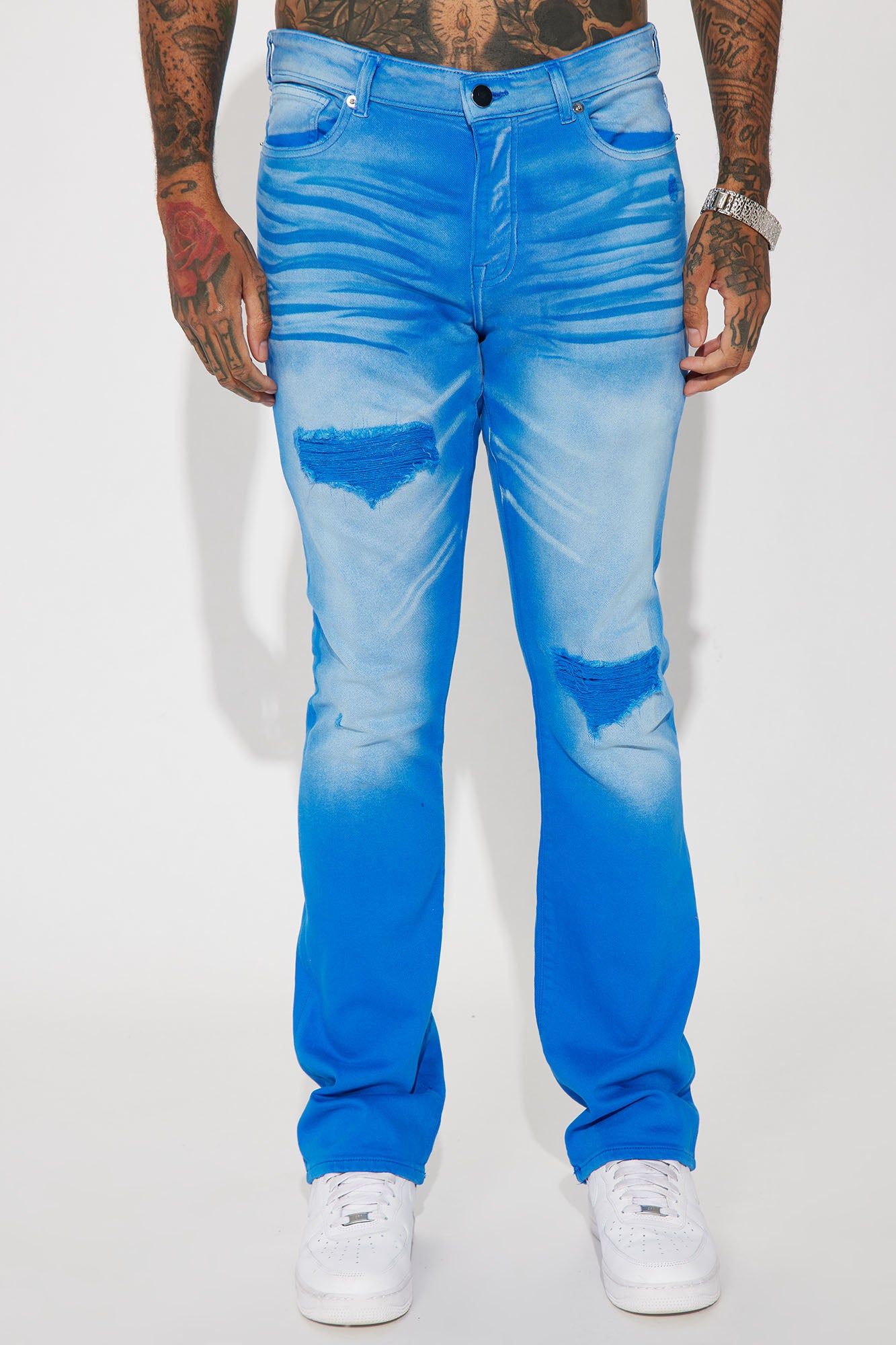 Eye Catching Stacked Skinny Flare Jeans - Blue sold by Fashion Nova product image thumbnail 5