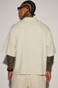 Jordan Textured Button Up Shirt - Off White sold by Fashion Nova