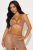 Kimora Rhinestone Fishnet 3 Piece Bikini Sunsuit - Mocha sold by Fashion Nova