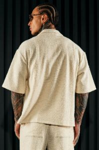Jordan Textured Button Up Shirt - Off White sold by Fashion Nova