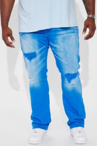 Eye Catching Stacked Skinny Flare Jeans - Blue sold by Fashion Nova
