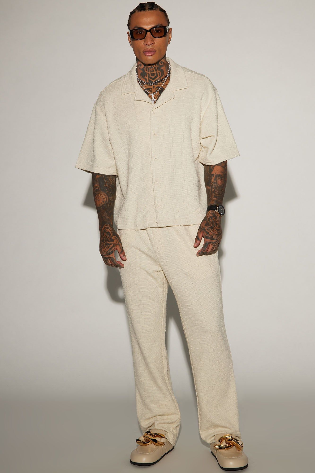 Jordan Textured Button Up Shirt - Off White sold by Fashion Nova product image thumbnail 5