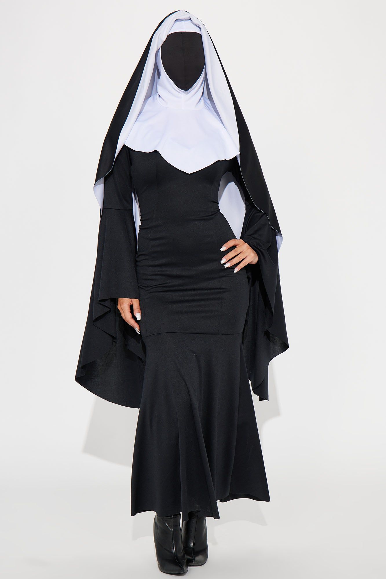 Sultry Sinner Nun 4 Piece Costume Set - Black/White sold by Fashion Nova