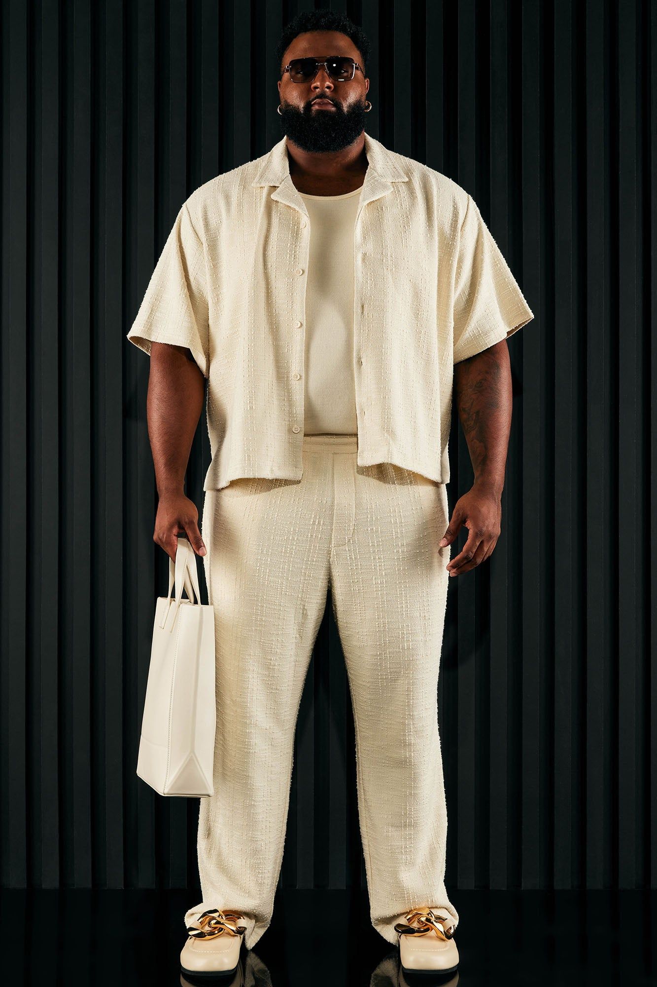 Jordan Textured Button Up Shirt - Off White sold by Fashion Nova product image thumbnail 9