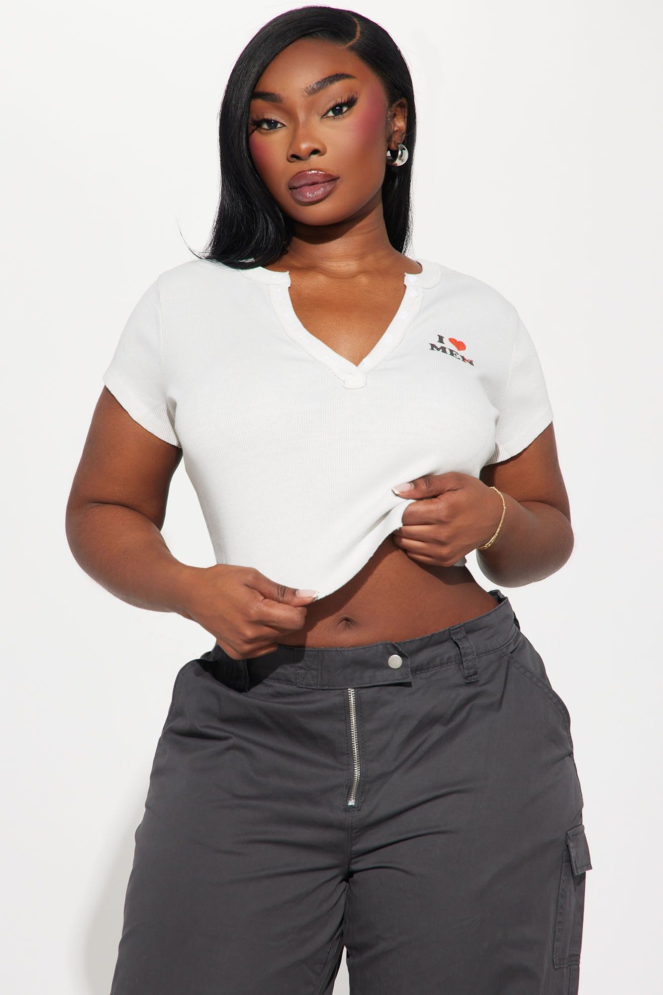 I Love Me Henley Top - Grey sold by Fashion Nova product image thumbnail 5