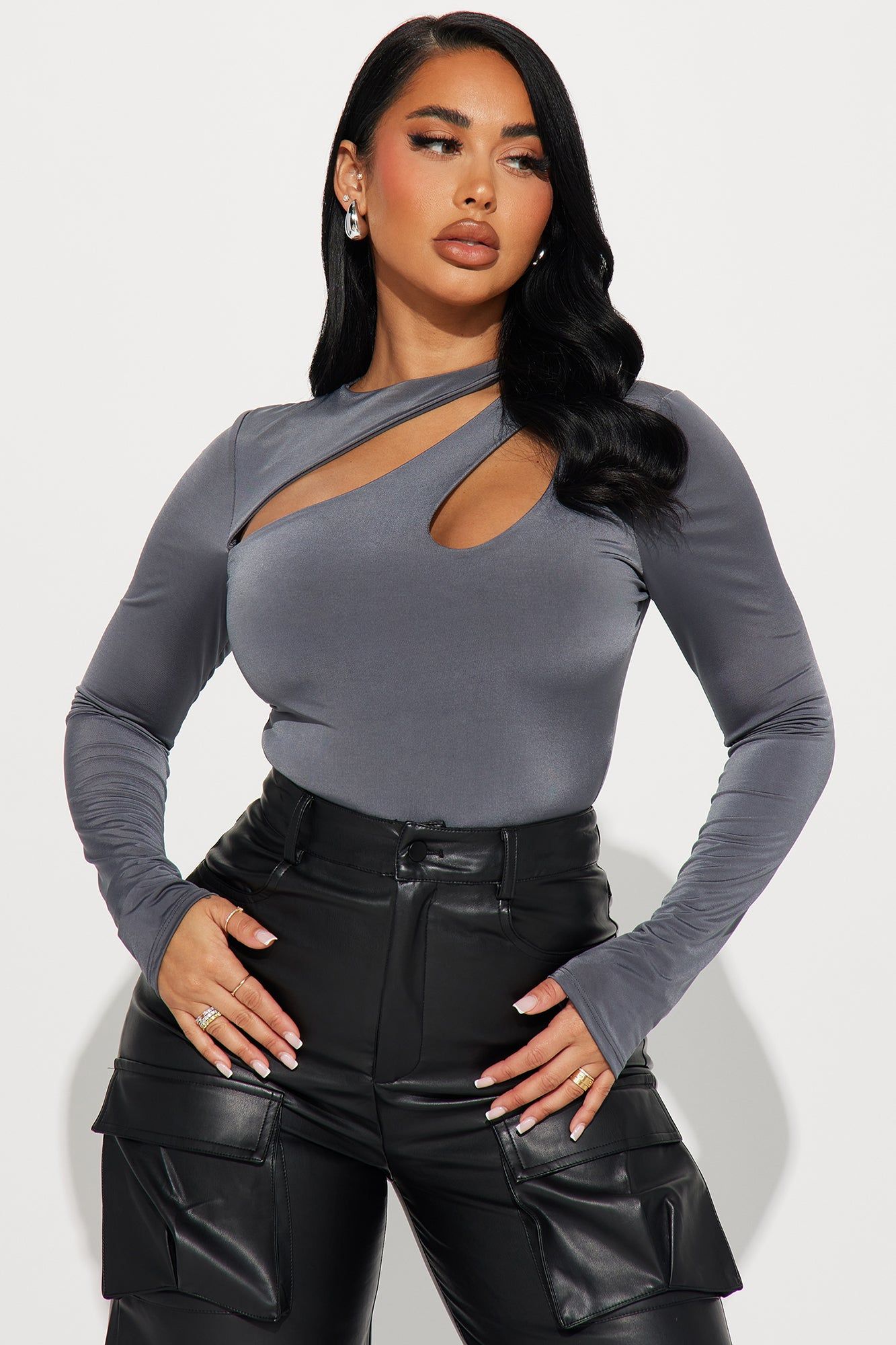 Your Bad Habit Cut Out Top - Charcoal sold by Fashion Nova