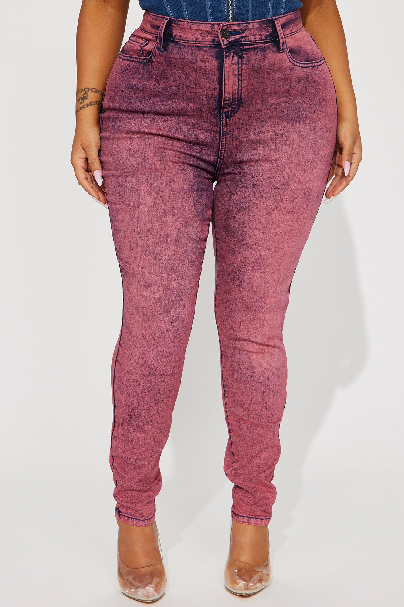It's Giving High Stretch Curvy Skinny Jeans - Pink sold by Fashion Nova product image thumbnail 5
