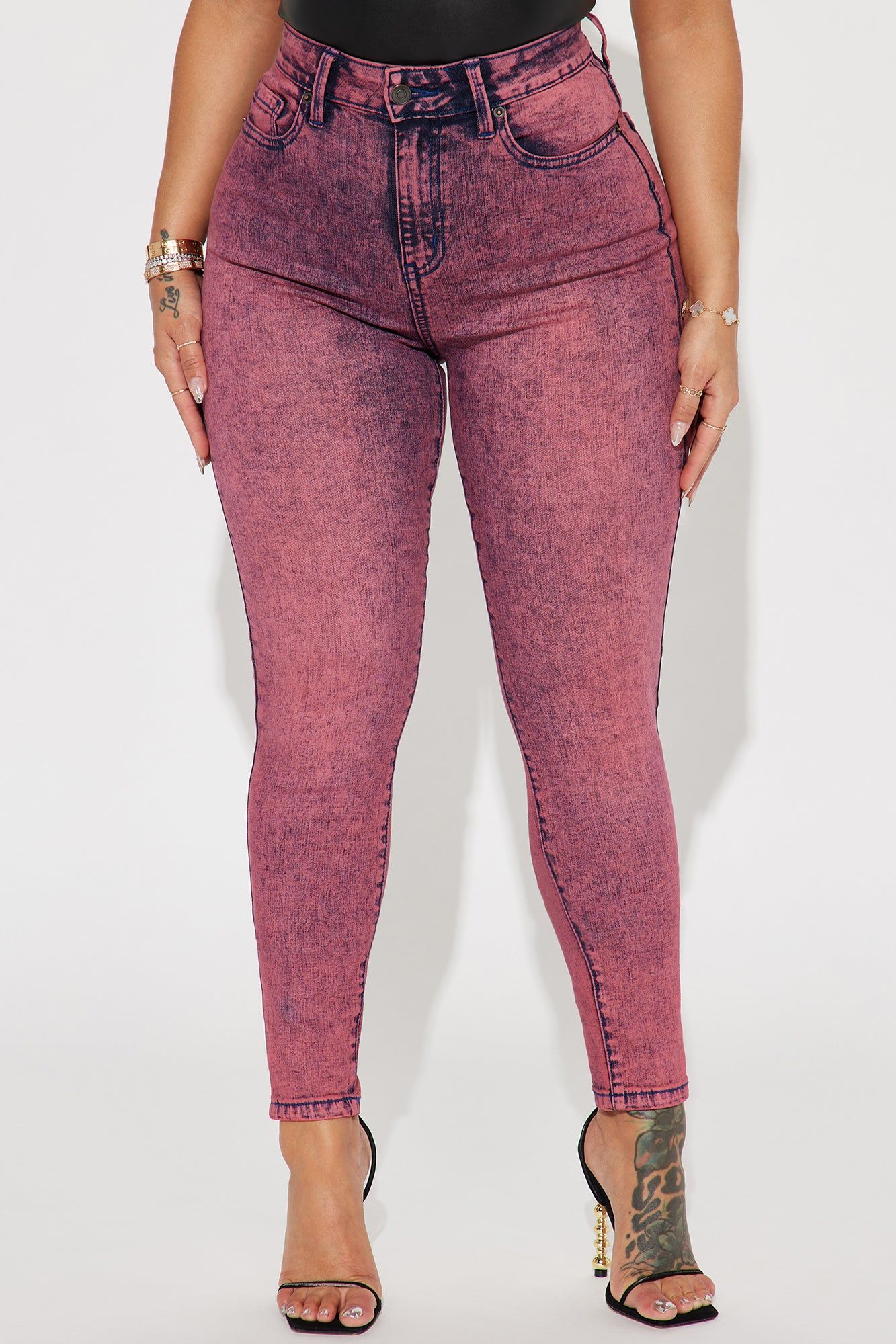It's Giving High Stretch Curvy Skinny Jeans - Pink sold by Fashion Nova product image thumbnail 2