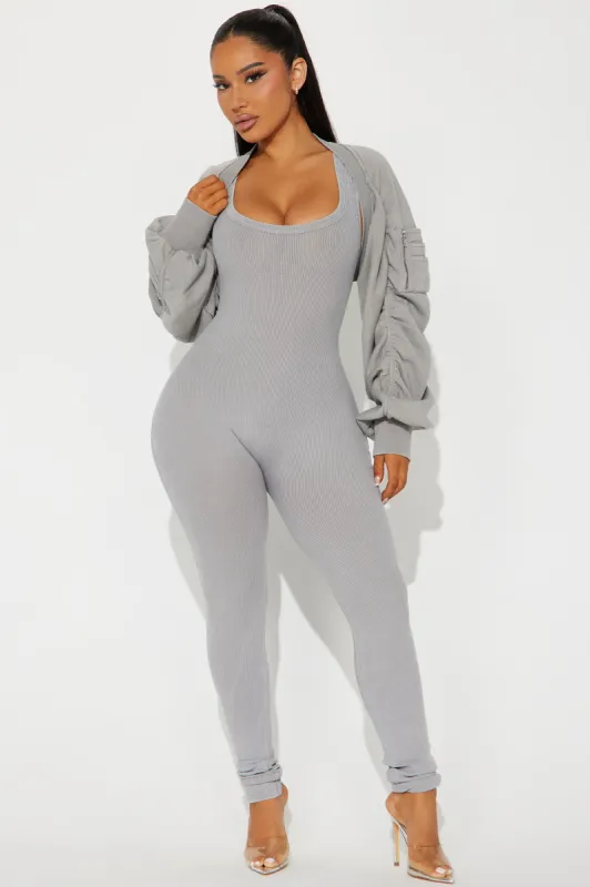 Tell Me What You Want Jumpsuit Set - Heather Grey sold by Fashion Nova