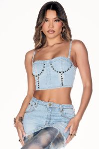 Taylor Denim Maxi Skirt Set - Light Wash sold by Fashion Nova