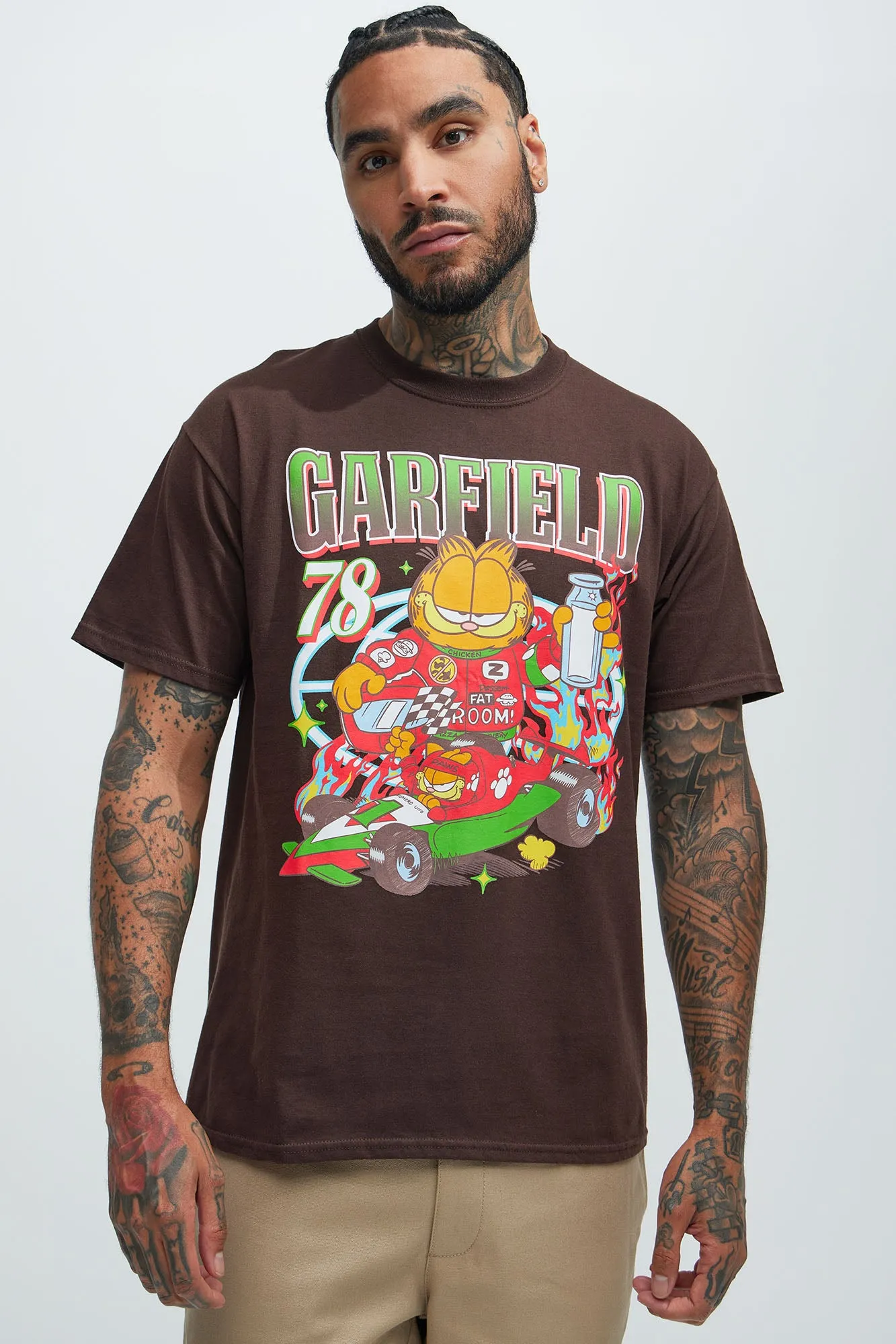 Garfield Formula Racer Short Sleeve Tee - Brown sold by Fashion Nova