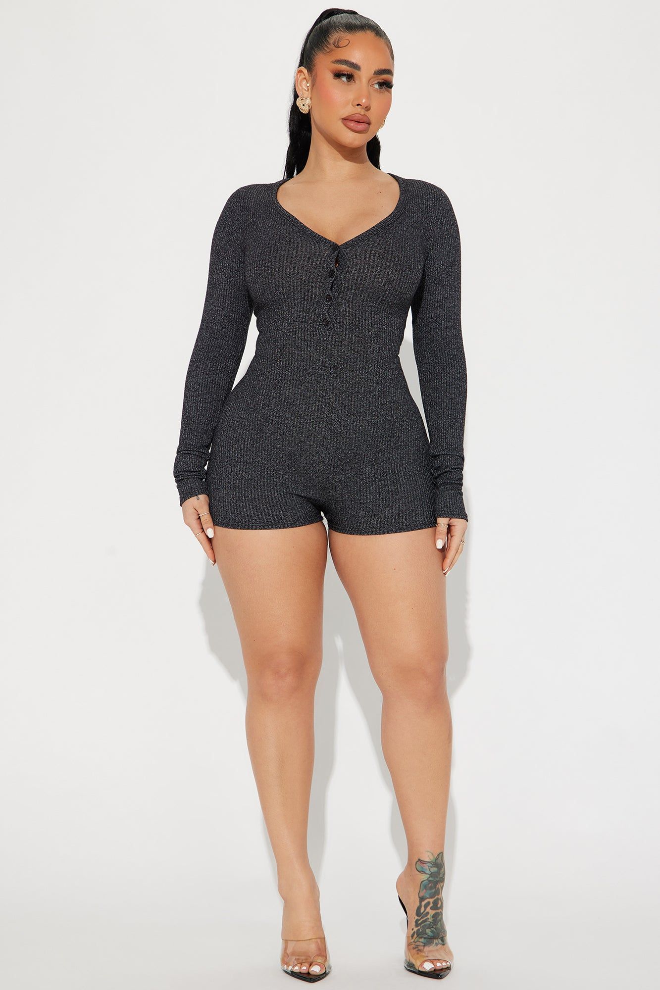 Up Till' Dawn Romper - Black sold by Fashion Nova