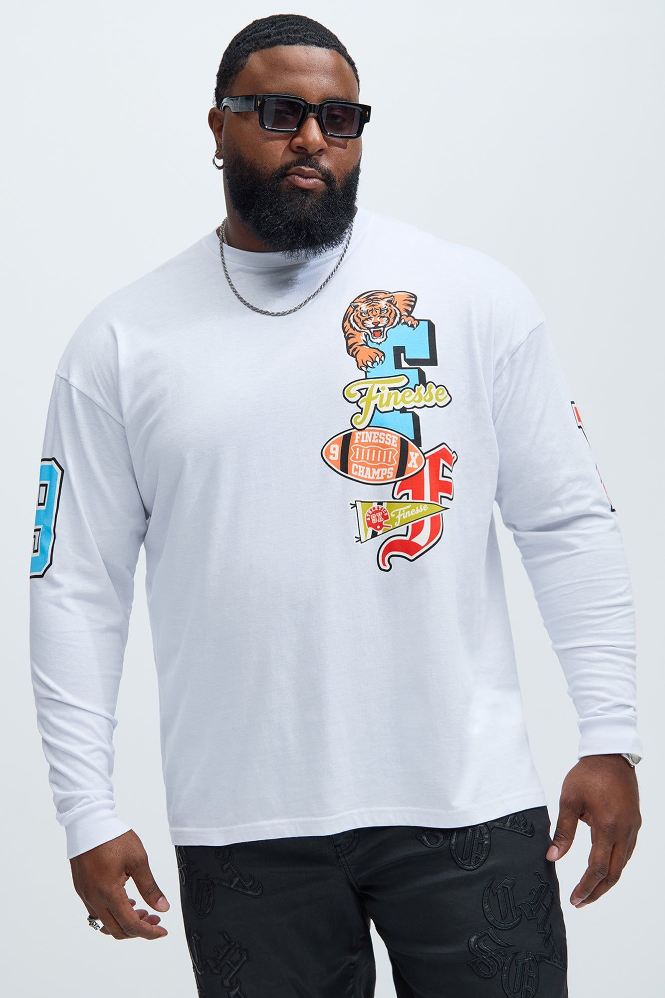 Finesse Champs 199X Long Sleeve Tee - White sold by Fashion Nova