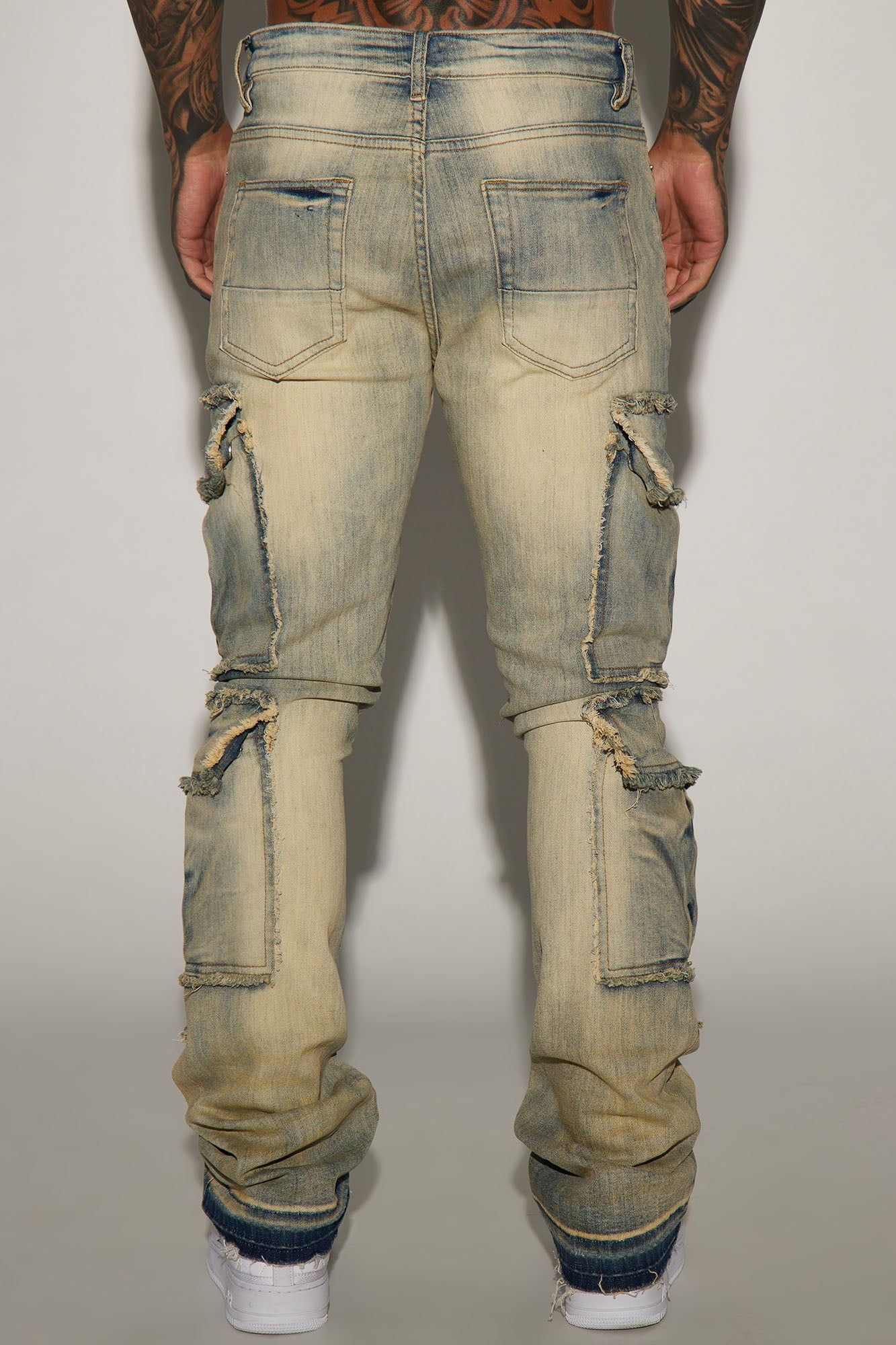 Shout Out Fray Stacked Skinny Flare Jeans - Medium Wash sold by Fashion Nova product image thumbnail 4
