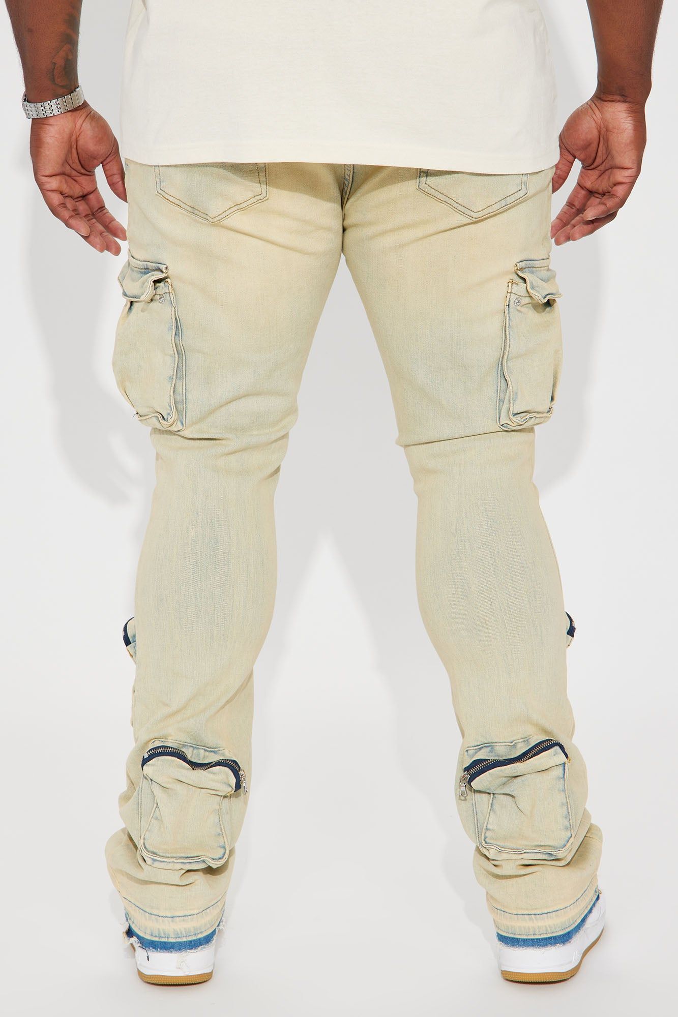 Upside Cargo Stacked Skinny Flare Jeans - Light Wash sold by Fashion Nova product image thumbnail 10
