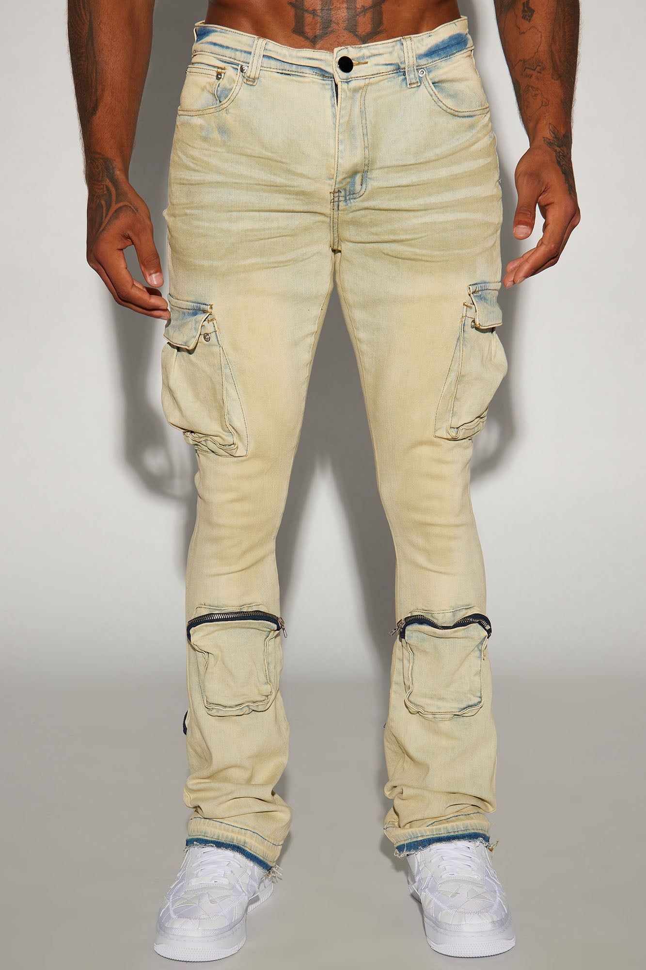 Upside Cargo Stacked Skinny Flare Jeans - Light Wash sold by Fashion Nova product image thumbnail 4