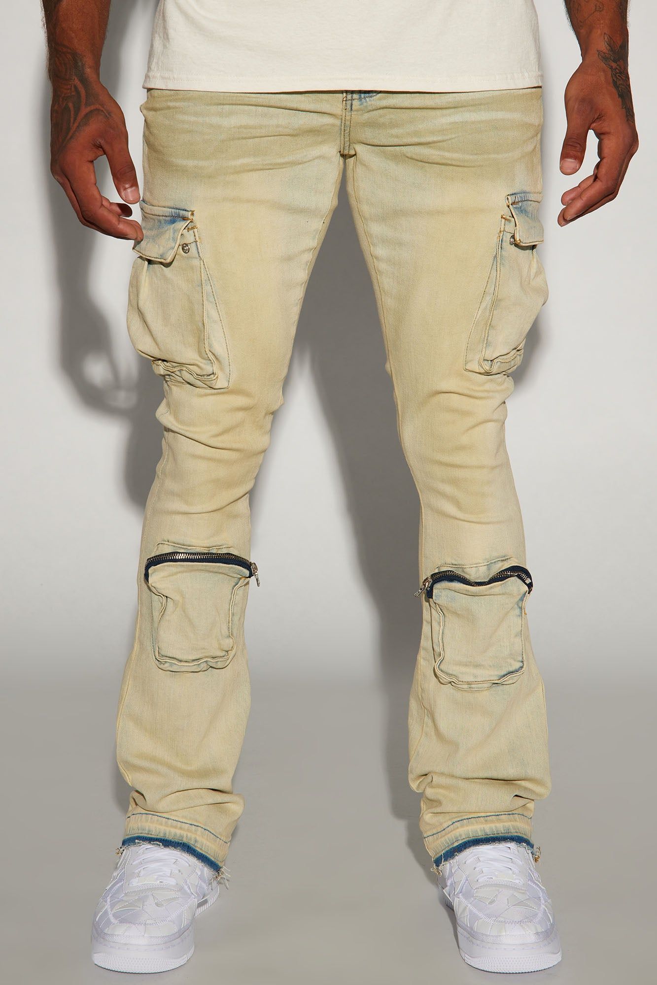 Upside Cargo Stacked Skinny Flare Jeans - Light Wash sold by Fashion Nova