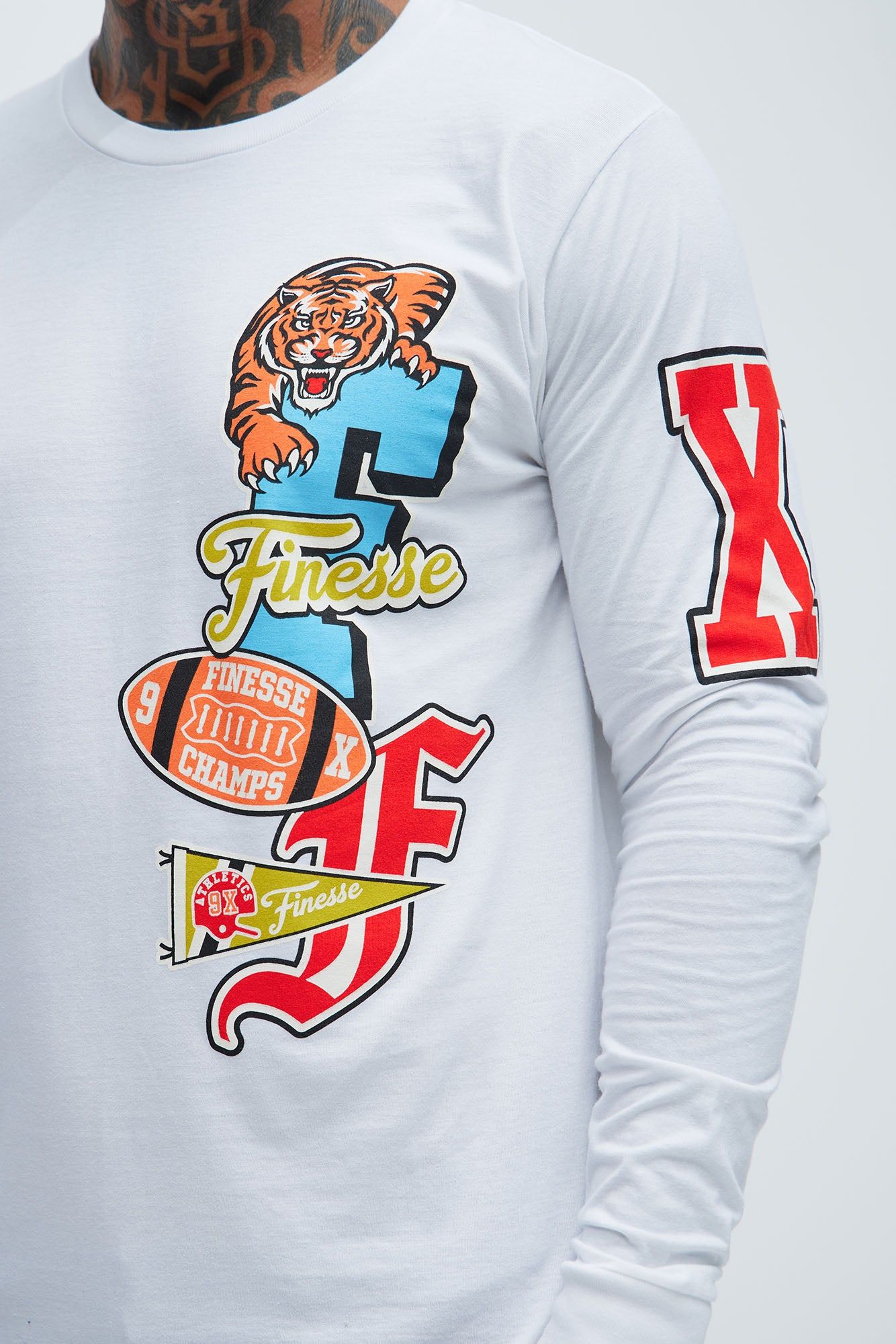 Finesse Champs 199X Long Sleeve Tee - White sold by Fashion Nova product image thumbnail 4
