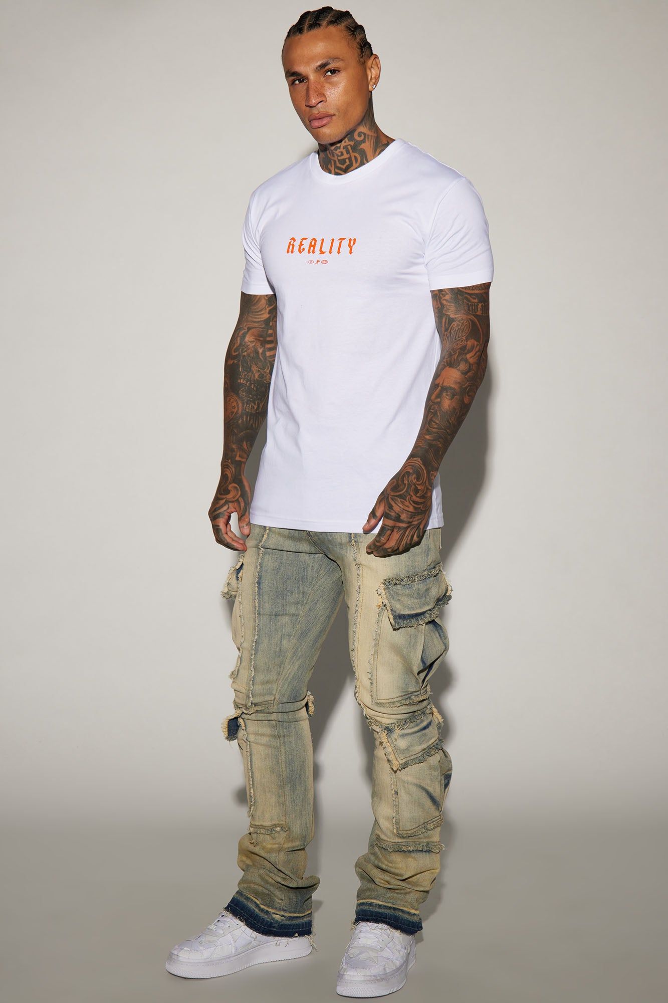 Shout Out Fray Stacked Skinny Flare Jeans - Medium Wash sold by Fashion Nova product image thumbnail 2