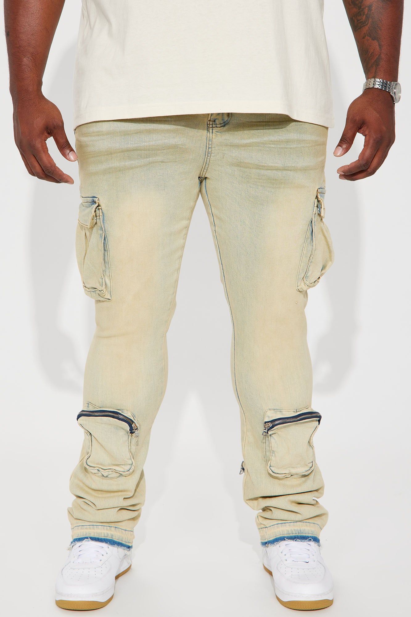 Upside Cargo Stacked Skinny Flare Jeans - Light Wash sold by Fashion Nova product image thumbnail 5