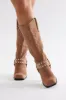 River Moto Knee High Boots - Tan sold by Fashion Nova
